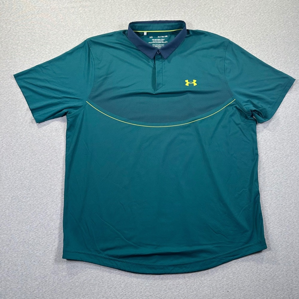 Under Armour Iso-Chill Polo Shirt Mens XL Green Performance Loose 4-Way Stretch